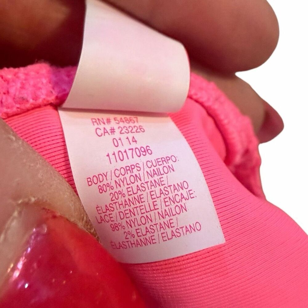 VICTORIA’S SECRET Women’s Neon Pink Lace Side Tie Bikini Bottoms Size Small - Picture 4 of 5